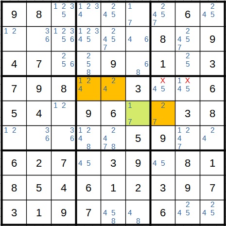 Sudoku Beispiel 1 Schritt 8 WXYZ-Wing